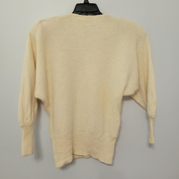 Diani Women's Vintage Bejeweled Beaded Cream Sweater Size L Silk Angora Wool 80s - Picture 10 of 10